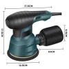 Lijadora eléctrica de placa lijadora, para procesamiento de madera, muebles y pulido de automóviles, 300 W, 6 velocidades, 5 pulgadas, 125 mm - Image 7