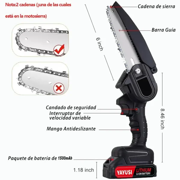 Motosierra Eléctrica sin Escobillas Inalámbrica con Engrasador, Herramienta de Jardín para Corte de Madera, Compatible con Batería Makita 21V - Image 4